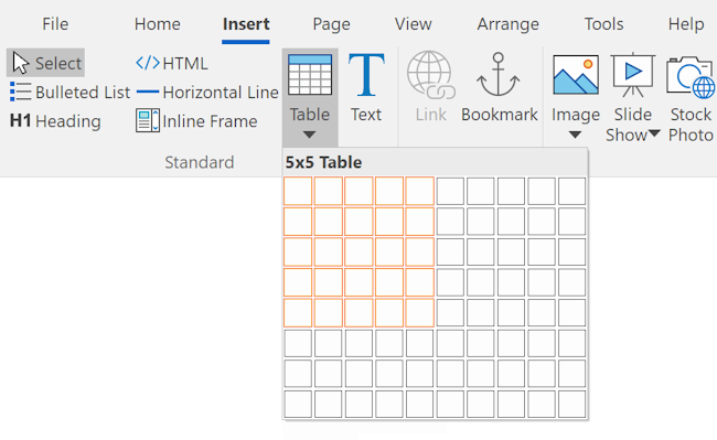 Insert Table Insert Table